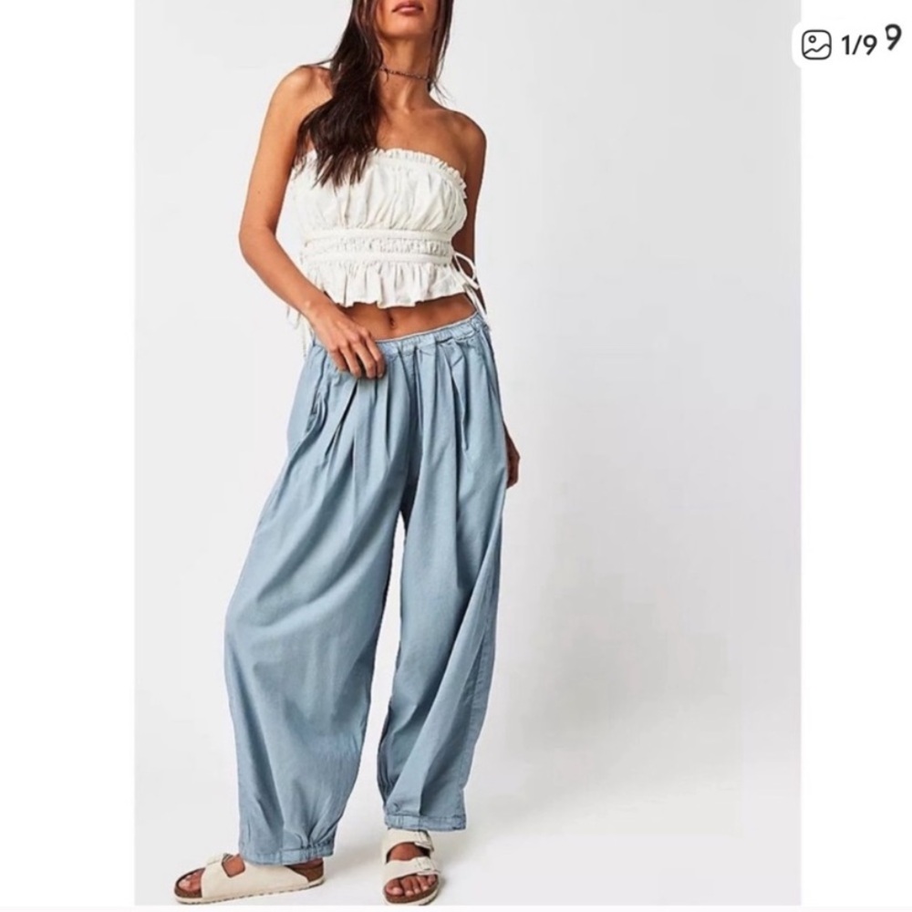 FREE PEOPLE To The Sky Parachute Low-rise Wide Leg Pant in Stormy Weather | XS - Picture 2 of 16